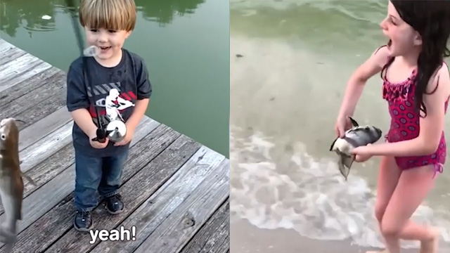 Biểu cảm cực đáng yêu của các em bé khi câu cá